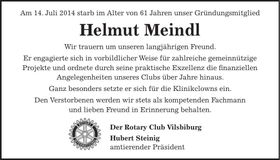 Traueranzeige Helmut Meindl