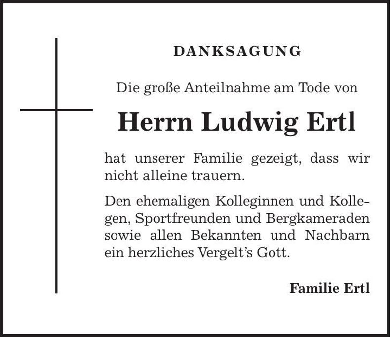 Traueranzeige Ludwig Ertl