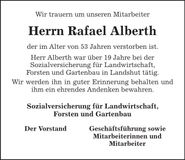 Traueranzeige Rafael Alberth