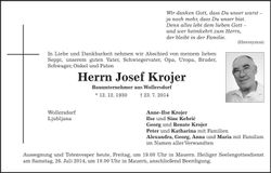 Traueranzeige Krojer Josef