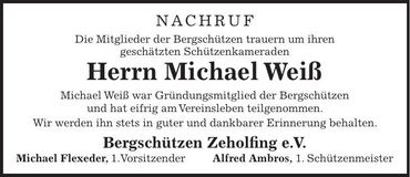 Traueranzeige  Bergschützen