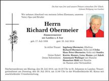 Traueranzeige Richard Obermeier