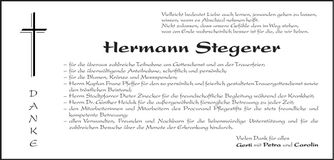 Traueranzeige Hermann Stegerer