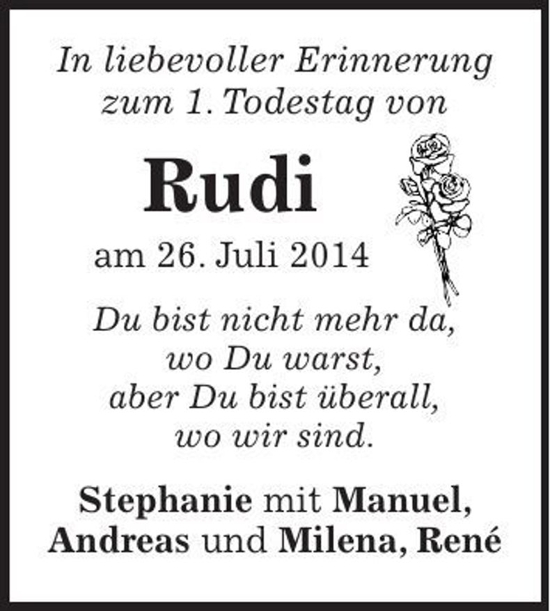Traueranzeige Rudi 