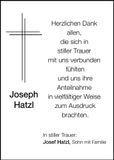 Traueranzeige Joseph Hatzl