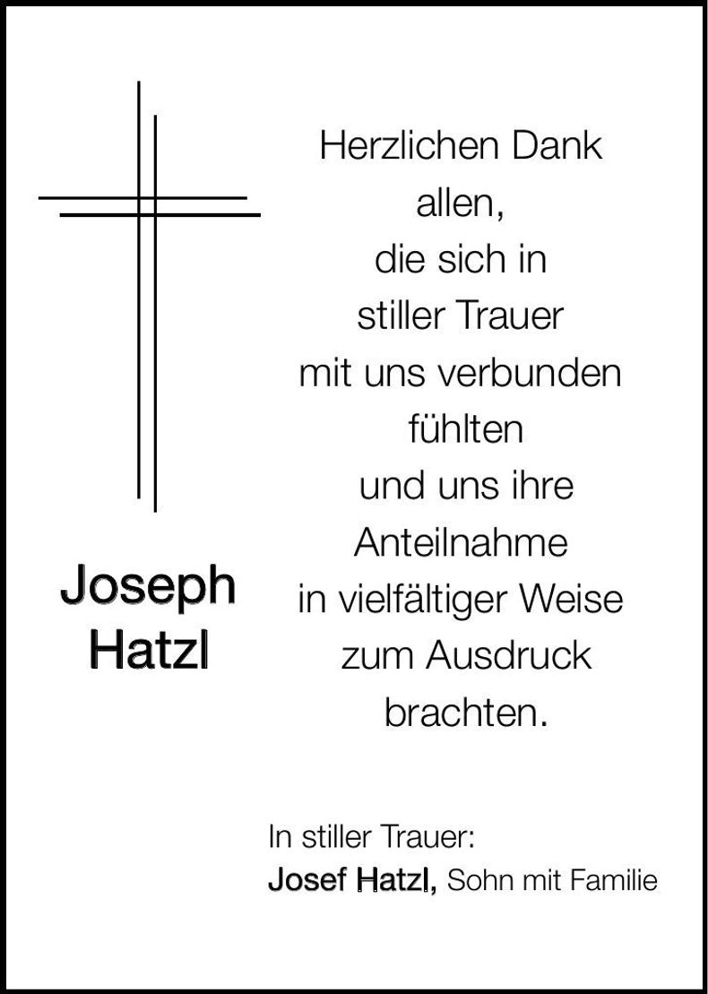 Traueranzeige Joseph Hatzl