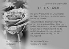 Traueranzeige Christine Schneid