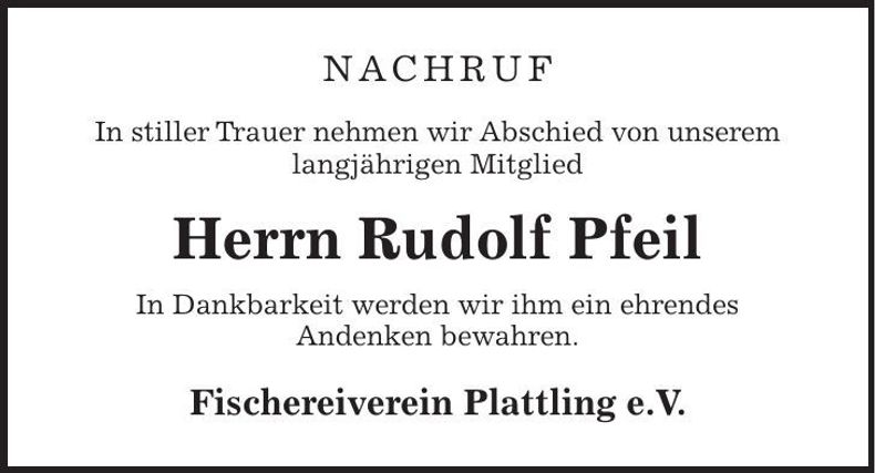 Traueranzeige Rudolf Pfeil