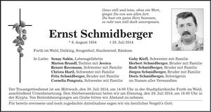 Traueranzeige Ernst Schmidberger