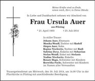 Traueranzeige Ursula Auer