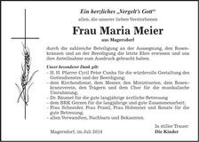 Traueranzeige Maria Meier