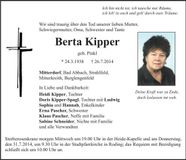 Traueranzeige Berta Kipper