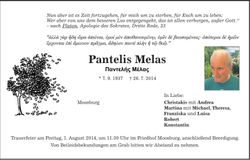Traueranzeige Pantelis Melas