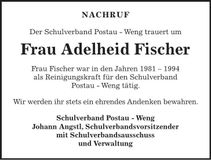 Traueranzeige Adelheid Fischer