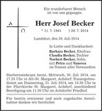 Traueranzeige Josef Becker