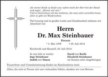 Traueranzeige Max Dr. Steinbauer