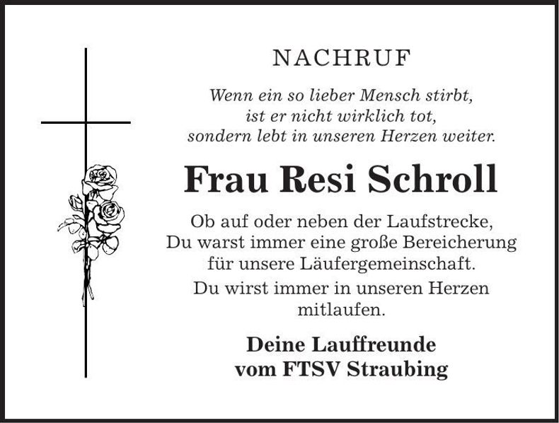 Traueranzeige Resi Schroll