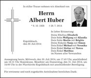 Traueranzeige Albert Huber