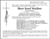 Traueranzeige Josef Stoiber