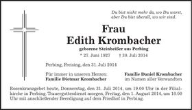 Traueranzeige Edith Krombacher