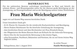 Traueranzeige Maria Weichselgartner