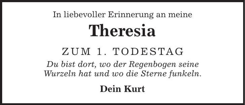 Traueranzeige Theresia Stummer