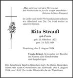 Traueranzeige Rita Strauß