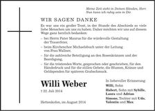 Traueranzeige Willy Weber