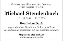 Traueranzeige Michael Stendenbach