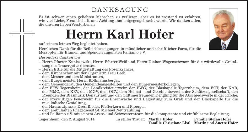 Traueranzeige Karl Hofer