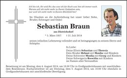 Traueranzeige Sebastian Braun