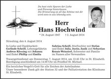 Traueranzeige Hans Hochwind