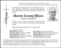 Traueranzeige Georg Bloos