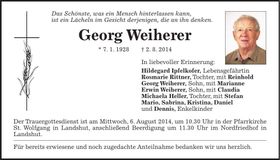 Traueranzeige Georg Weiherer
