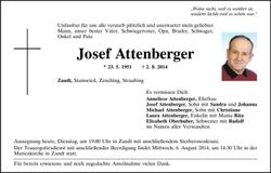 Traueranzeige Josef Attenberger