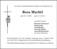 Traueranzeige Rosa Machtl