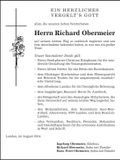 Traueranzeige Richard Obermeier