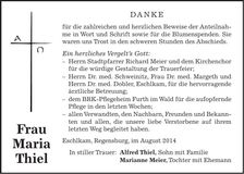 Traueranzeige Maria Thiel