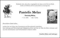 Traueranzeige Pantelis Melas