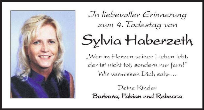 Traueranzeige Sylvia Haberzeth