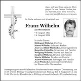 Traueranzeige Franz Wilhelm