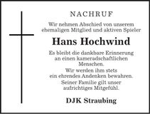 Traueranzeige Hans Hochwind