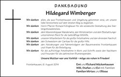Traueranzeige Hildegard Wimberger