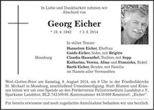 Traueranzeige Georg Eicher