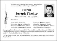 Traueranzeige Joseph Fischer