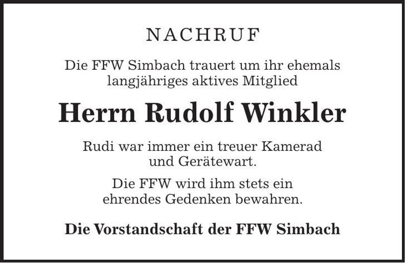 Traueranzeige Rudolf Winkler
