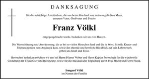 Traueranzeige Franz Völkl