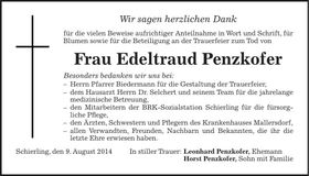 Traueranzeige Edeltraud Penzkofer