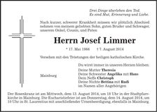 Traueranzeige Josef Limmer
