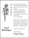 Traueranzeige Josef Mieslinger